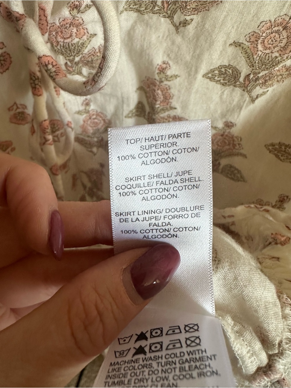 Lucky Brand 100% Cotton Cream Floral Tie-Front Sleeveless Tank - Picture 5 of 6